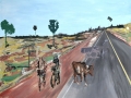 Bicycle riders two miles from Phnom Penh